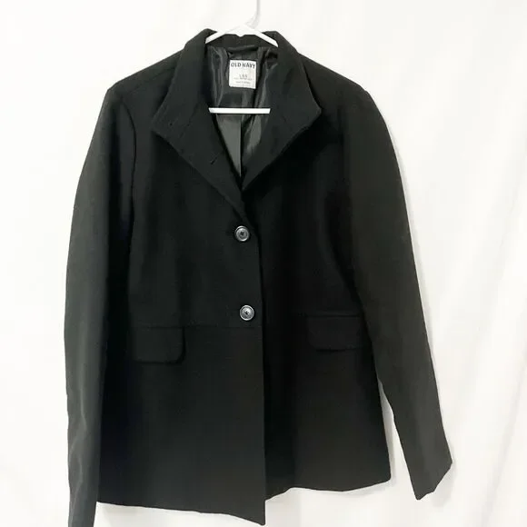 Old Navy Black Button Closure Trenchcoat Size L Tall - Picture 4 of 7